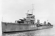 HMS Venomous, one of the First World War vintage British destroyers used in the evacuation HMS Venomous WWI IWM P 1975.jpg