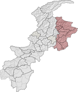 Hazara Division (red) in Khyber Pakhtunkhwa