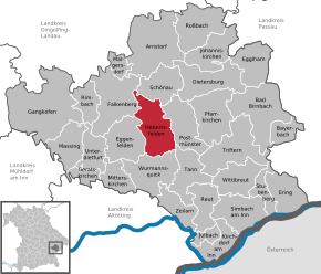 Poziția Hebertsfelden pe harta districtului Rottal-Inn