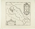Historische landkaart, 'Oude uytwateringen des Ryns' en Huis te Britten