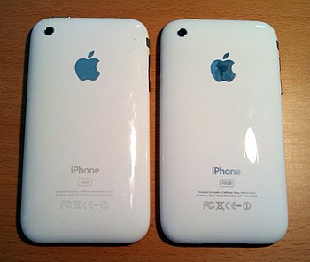 The back of the iPhone 3G (left) and iPhone 3G...