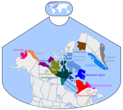 Dialetos Inuit, região do Inuktun em marrom