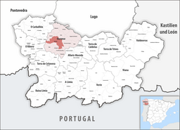 Kommunens läge i provinsen Ourense