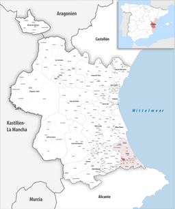 Kommunens läge i provinsen Valencia