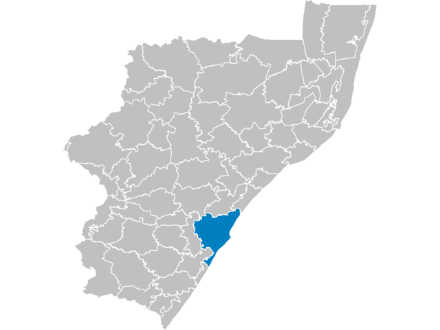 ダーバンの位置（クワズール・ナタール州）の位置図