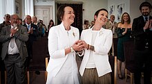 A lesbian couple on their wedding day in Leeds, 2017 LBGT Wedding Photography.jpg