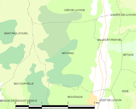 Mapa obce Antignac