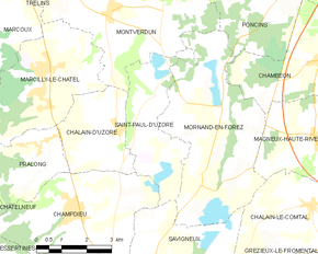 Poziția localității Saint-Paul-d'Uzore