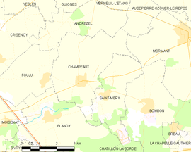 Mapa obce Champeaux
