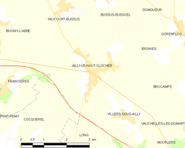 Mapa obce Ailly-le-Haut-Clocher