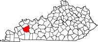 Locatie van Hopkins County in Kentucky