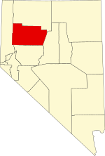 Map of Nevada highlighting Pershing County