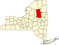 ハミルトン郡の位置を示したニューヨーク州の地図
