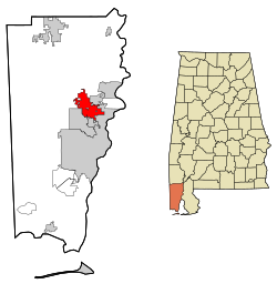 Location of Saraland, Alabama