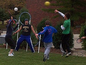 A Ravenclaw/Slytherin Muggle Quidditch game pl...