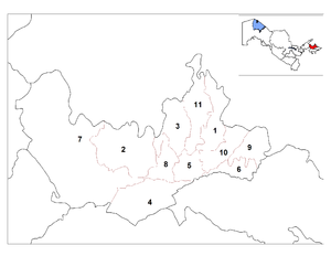 Наманганская вобласьць, мапа