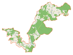 Mapa konturowa gminy wiejskiej Nowa Sól, po lewej nieco na dole znajduje się punkt z opisem „Lubieszów”