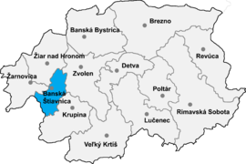 Poloha okresu Banská Štiavnica v Banskobystrickom kraji (klikacia mapa)