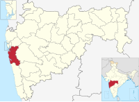 मानचित्र जिसमें रायगढ़ ज़िला Raigad district रायगड जिल्हा हाइलाइटेड है