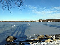 View looking northwest across the lake from Steinebach Village