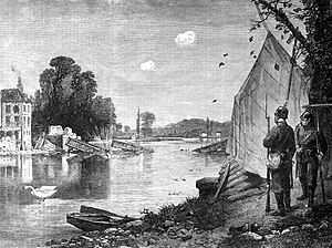 Soldats prussiens sur les bords de la Seine près de Bougival.