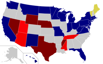 Color coded map of 2018 Senate races