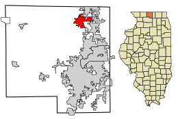 Location of Rockton in Winnebago County, Illinois.