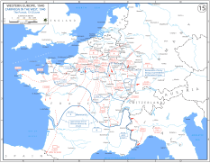 Kartskisse av utviklingen av den tyske offensiven i Frankrike i juni 1940.