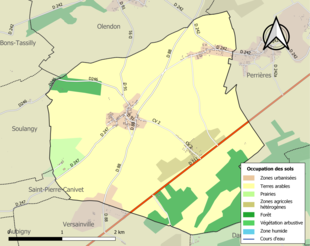 Carte en couleurs présentant l'occupation des sols.