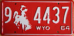 Номерной знак Вайоминга 1964 года.jpg