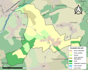 Carte en couleurs présentant l'occupation des sols.