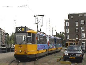 Tram line 3 at the Zoutkeetsgracht terminus, just visible on the left.