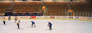 Ein Inlinehockey in der Arena Oskarshamn im Mai 2007.