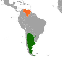 Карта с указанием местоположения Аргентины и Венесуэлы