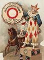 A circus clown in an Arm & Hammer Brand Soda advertisement poster (c. 1900)