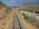 41. KW Bahnstrecke Massawa–Biscia östlich von Ghinda in Eritrea.