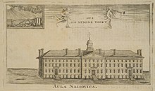 From 1760, the first picture of Nassau Hall Aula Nassovica.jpg