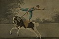 Cirkusový výjev s akrobatem jedoucím na koni (list z alba Kunstreutergesselschaft des Herrn de Bach) (kolem 1803) akvatinta, papír