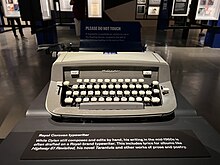 Bob Dylan's original Royal Caravan typewriter, on display in the Bob Dylan Center in Tulsa, Oklahoma.