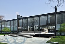 S. R. Crown Hall in Chicago, listed under criteria B and C for its association with architect Ludwig Mies van der Rohe and its modernist design. Crown Hall 2.jpg