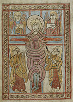 Crucifixion miniature from the Irish Gospels of St. Gall, 8th century