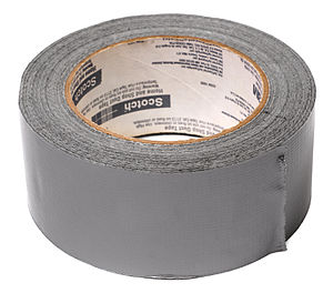 English: A roll of silver, Scotch brand duct tape.