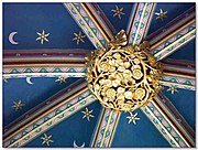 Floral boss joining the ribs of the vaults of Exeter Cathedral (1258–1400)
