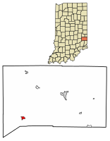 Location of Oldenburg in Franklin County, Indiana.