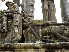 Guards sleep as the resurrected Christ steps from the tomb