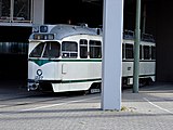 PCC-tram 1227 op het achterterrein van de HTM-remise Scheveningen in afwachting van restauratie.