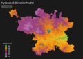 Image 3The elevation model of Hyderabad and Secunderabad areas, created using ASTER GDEM v2 Data. (from Geography of Hyderabad)