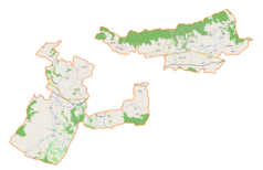 Mapa konturowa gminy wiejskiej Jasło, po lewej nieco u góry znajduje się punkt z opisem „Opacie”