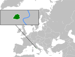 Location of Vatican City (green) in Europe (dark grey)  -  [Legend]