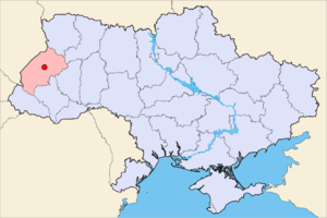 Львів на мапі України. Львівська область виділена